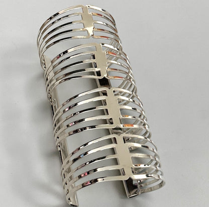 Oversized Openwork Statement Cuff Bangle | Gold & Silver - Fatisha Boutique
