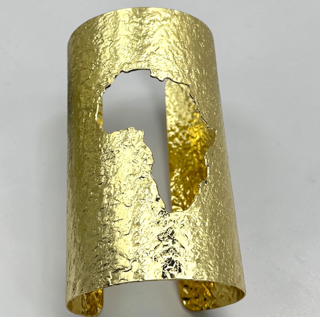 African Map Hammered Brass Statement Cuff | Gold & Silver Fatisha Boutique