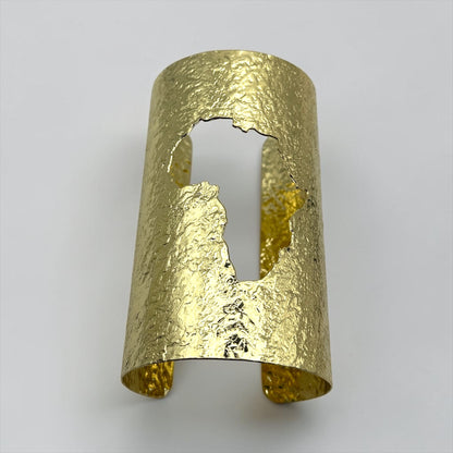 African Map Hammered Brass Statement Cuff | Gold & Silver