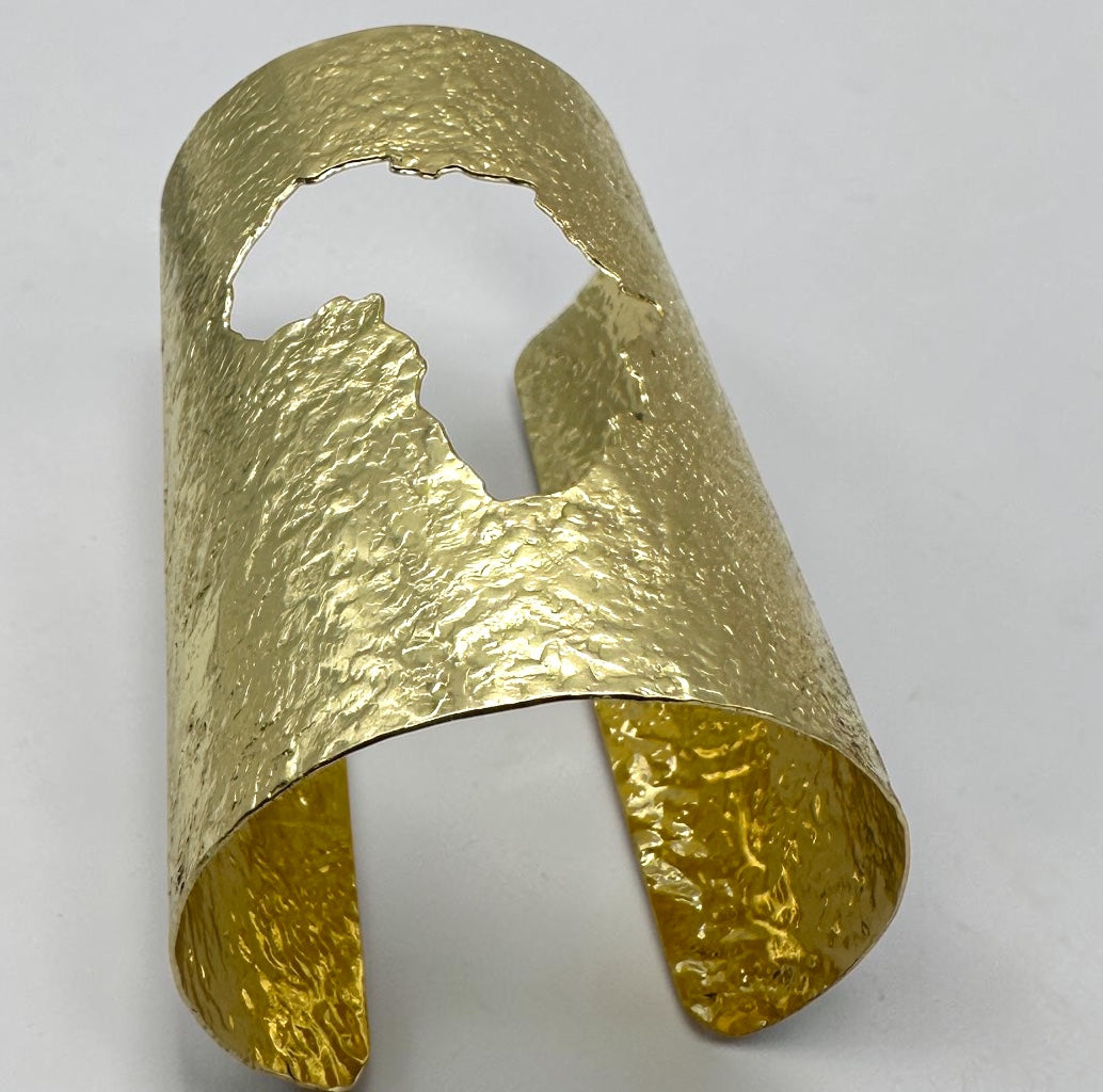African Map Hammered Brass Statement Cuff | Gold & Silver Fatisha Boutique