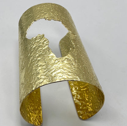 African Map Hammered Brass Statement Cuff | Gold & Silver