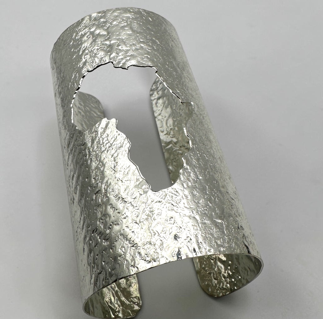 African Map Hammered Brass Statement Cuff | Gold & Silver