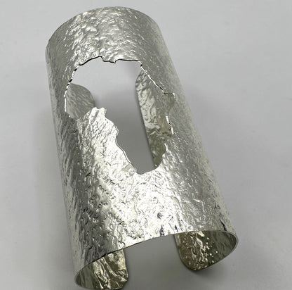 African Map Hammered Brass Statement Cuff | Gold & Silver