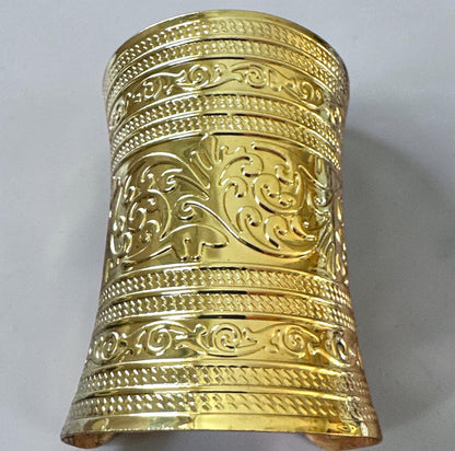Egyptian-Inspired Ornate Gold Statement Cuff Bangle