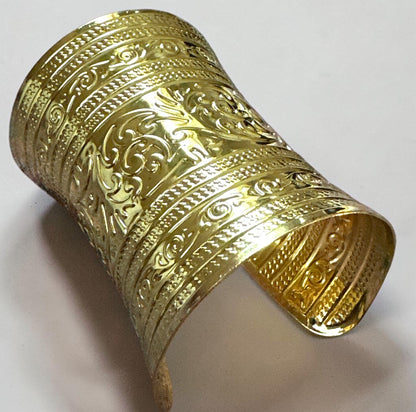Egyptian-Inspired Ornate Gold Statement Cuff Bangle