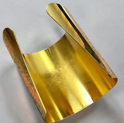 Polished Wide Statement Cuff Bangle | Gold & Silver