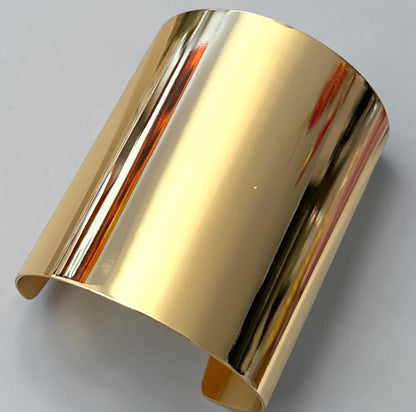 Polished Wide Statement Cuff Bangle | Gold & Silver