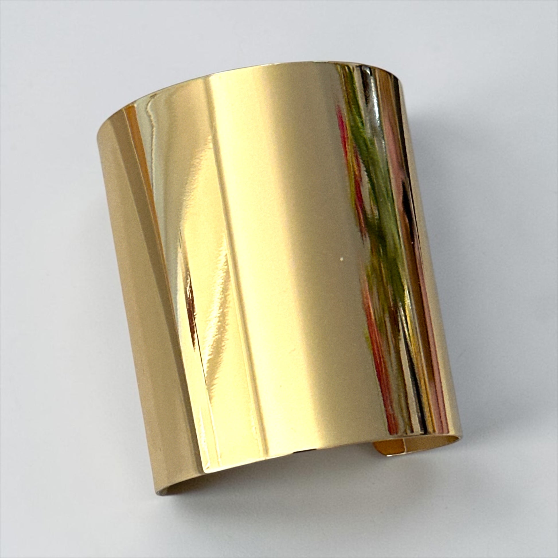 Polished Wide Statement Cuff Bangle | Gold & Silver