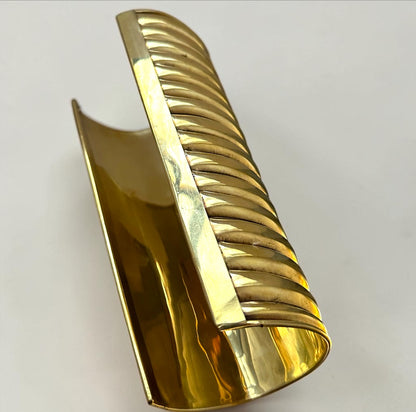 Ribbed Coil Brass Cuff – Afrocentric Wide Statement Bangle