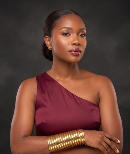 Ribbed Coil Brass Cuff – Afrocentric Wide Statement Bangle