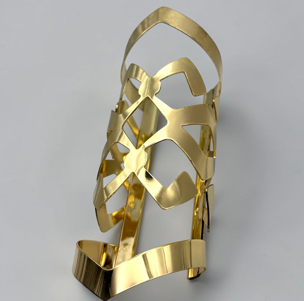 Oversized Geometric Gold Statement Arm Cuff Bangle Fatisha Boutique