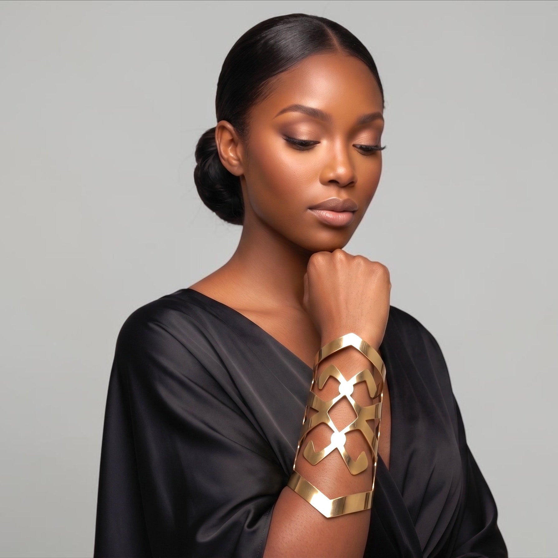 Oversized Geometric Gold Statement Arm Cuff Bangle