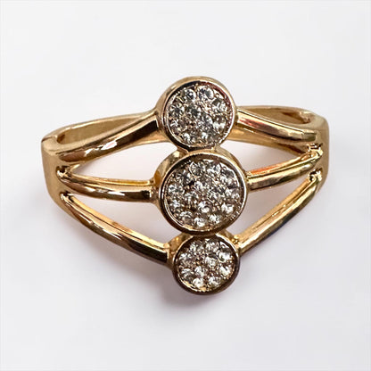Rose Gold Rhinestone Triple Circle Hinged Cuff Bracelet