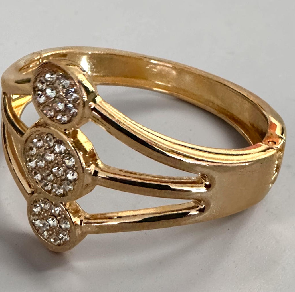Rose Gold Rhinestone Triple Circle Hinged Cuff Bracelet Fatisha Boutique