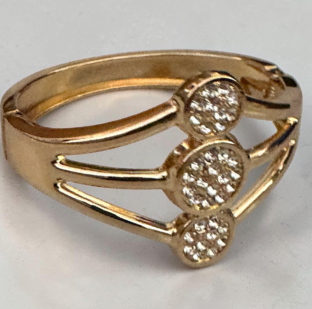 Rose Gold Rhinestone Triple Circle Hinged Cuff Bracelet