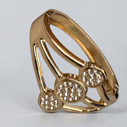 Rose Gold Rhinestone Triple Circle Hinged Cuff Bracelet