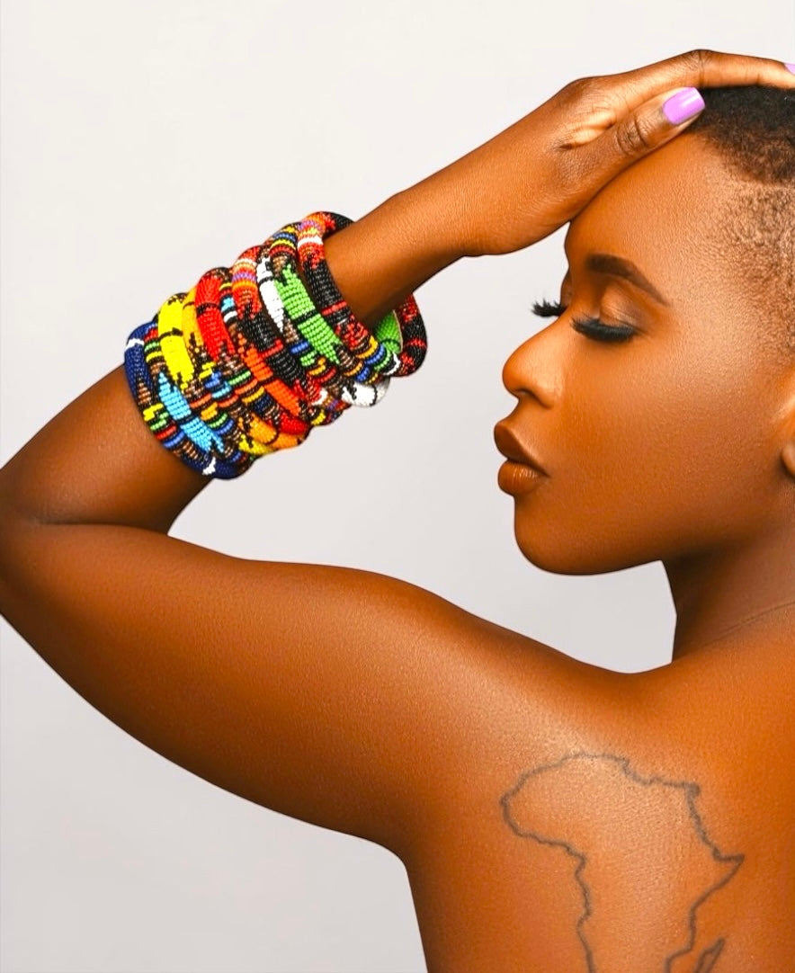 Bracelets perlés africains faits à la main – Bracelets tribaux massaï colorés empilables