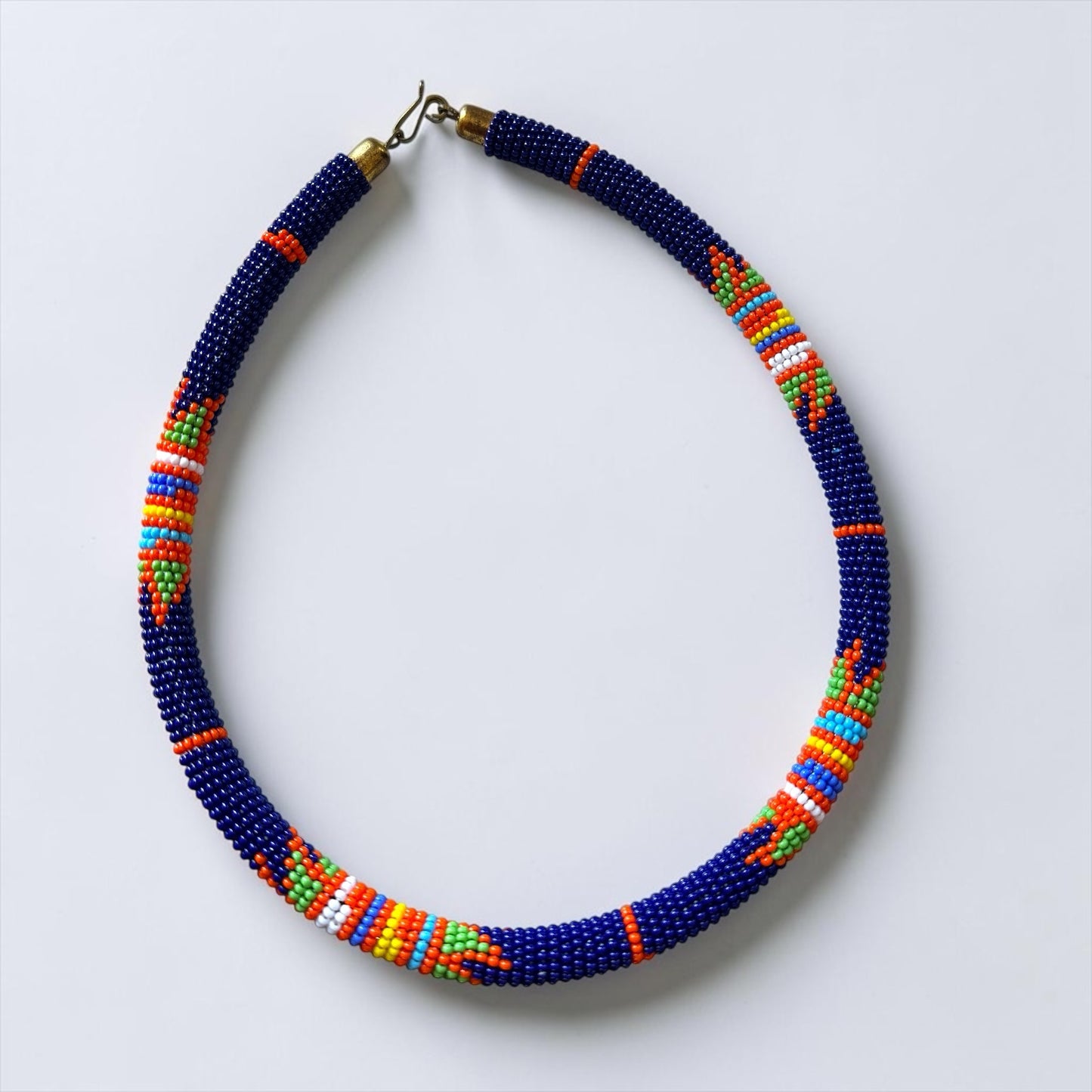 Handmade Navy Maasai Beaded Necklace | African Jewellery Fatisha Boutique