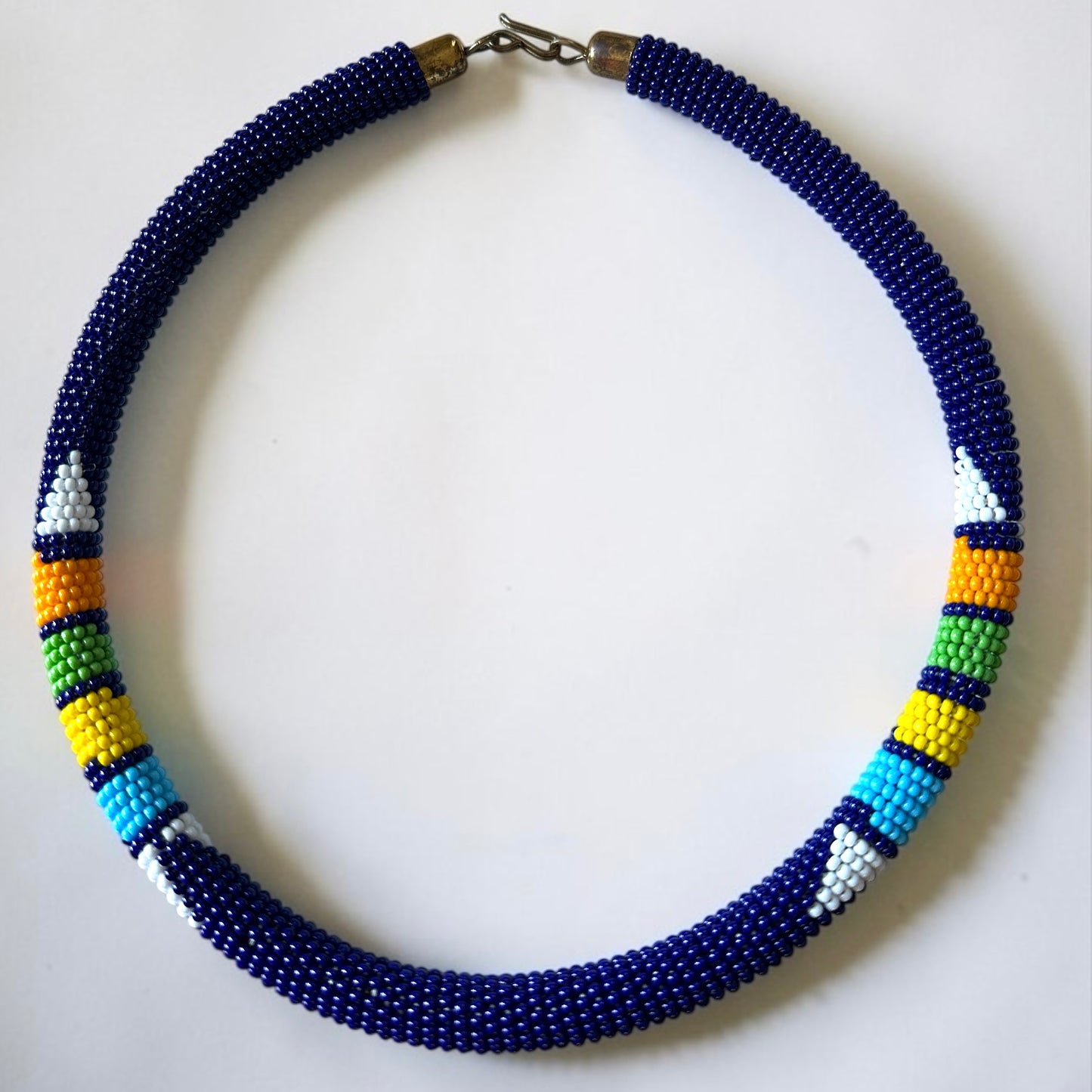 Handmade Navy Maasai Beaded Necklace | African Jewellery Fatisha Boutique