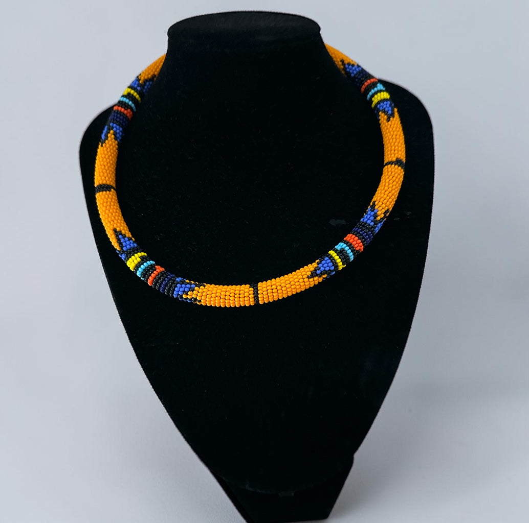 Collier Massaï Africain Authentique Perlé – Bijoux Tribaux Multicolores Faits à la Main pour Femmes Fatisha Boutique