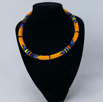 Collier Massaï Africain Authentique Perlé – Bijoux Tribaux Multicolores Faits à la Main pour Femmes