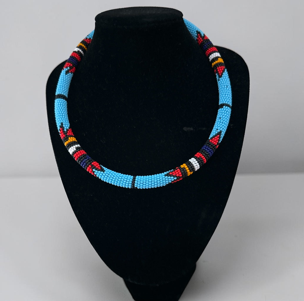 Collier Massaï Africain Authentique Perlé – Bijoux Tribaux Multicolores Faits à la Main pour Femmes