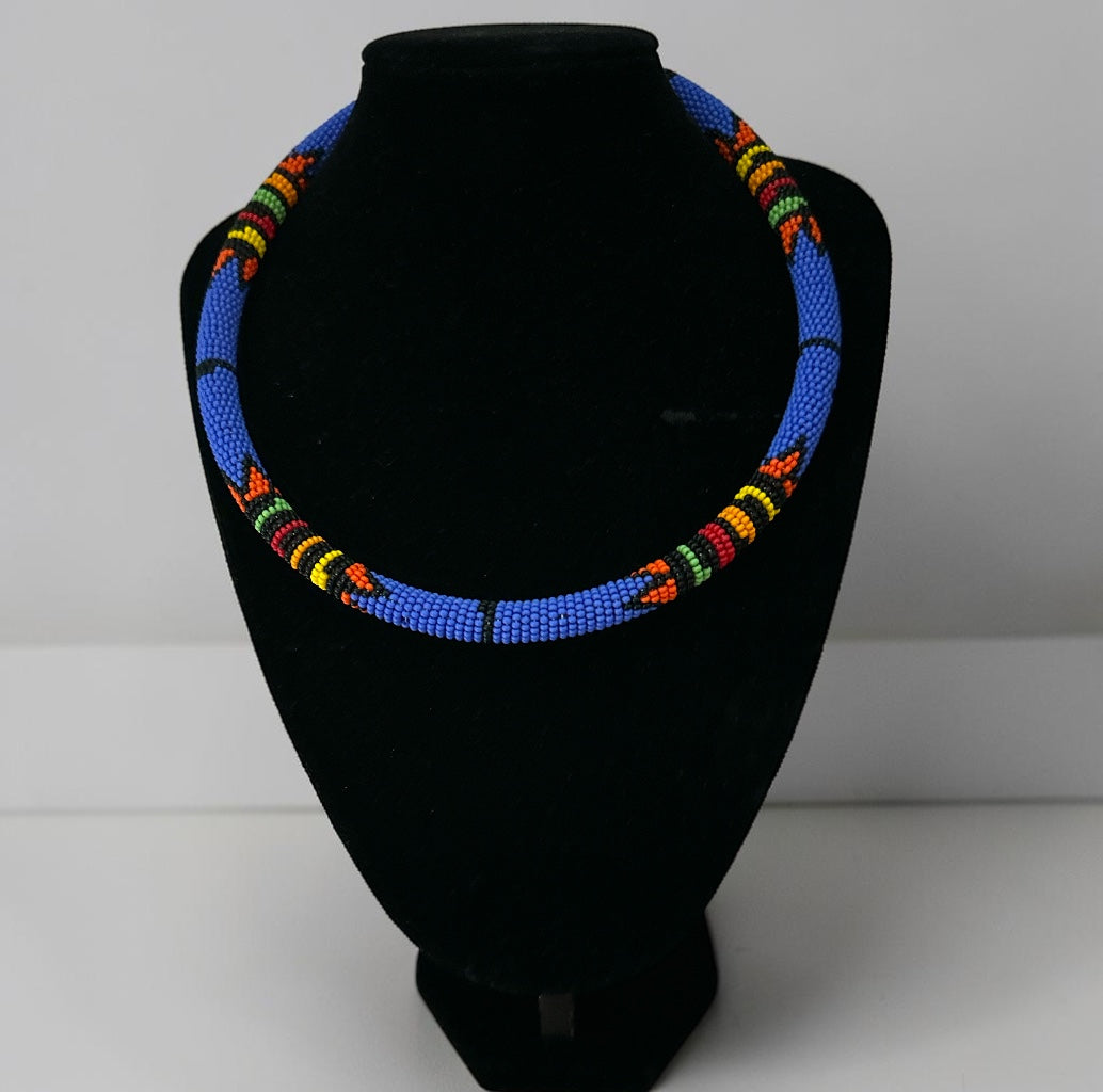 Collier Massaï Africain Authentique Perlé – Bijoux Tribaux Multicolores Faits à la Main pour Femmes Fatisha Boutique