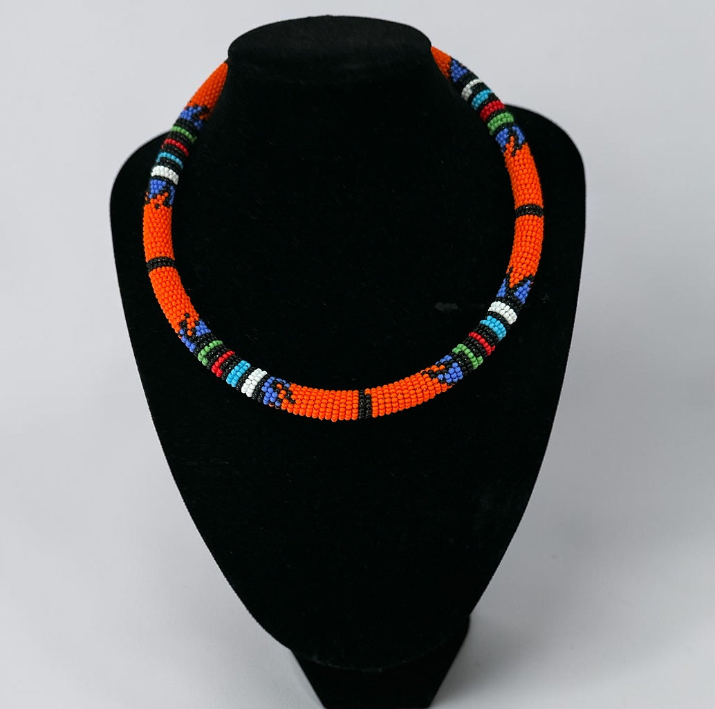 Collier Massaï Africain Authentique Perlé – Bijoux Tribaux Multicolores Faits à la Main pour Femmes Fatisha Boutique