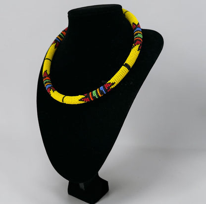 Collier Massaï Africain Authentique Perlé – Bijoux Tribaux Multicolores Faits à la Main pour Femmes