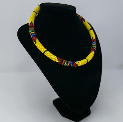 Collier Massaï Africain Authentique Perlé – Bijoux Tribaux Multicolores Faits à la Main pour Femmes