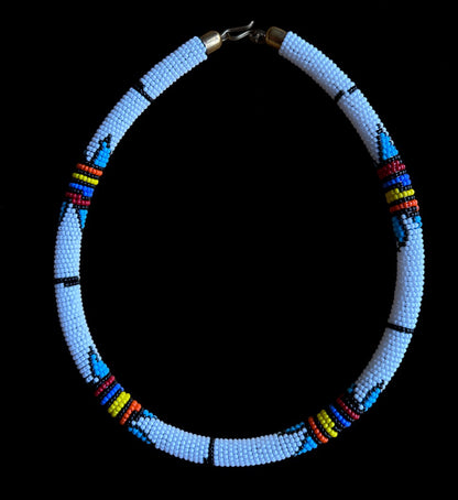 Collier Massaï Africain Authentique Perlé – Bijoux Tribaux Multicolores Faits à la Main pour Femmes