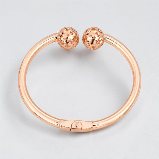 Rose Gold Double Ball Hinged Bangle Bracelet for Women - Fatisha Boutique