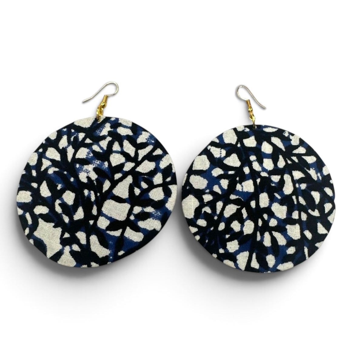 Ankara Fabric Round Disc Dangle Earrings – Handmade Afrocentric Statement Fatisha Boutique
