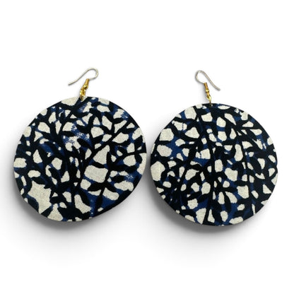 Ankara Fabric Round Disc Dangle Earrings – Handmade Afrocentric Statement