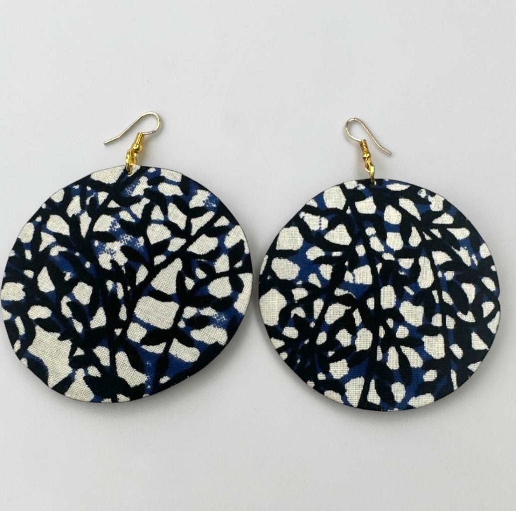 Ankara Fabric Round Disc Dangle Earrings – Handmade Afrocentric Statement Fatisha Boutique