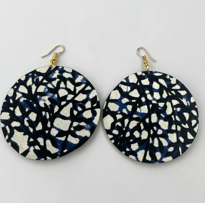 Ankara Fabric Round Disc Dangle Earrings – Handmade Afrocentric Statement