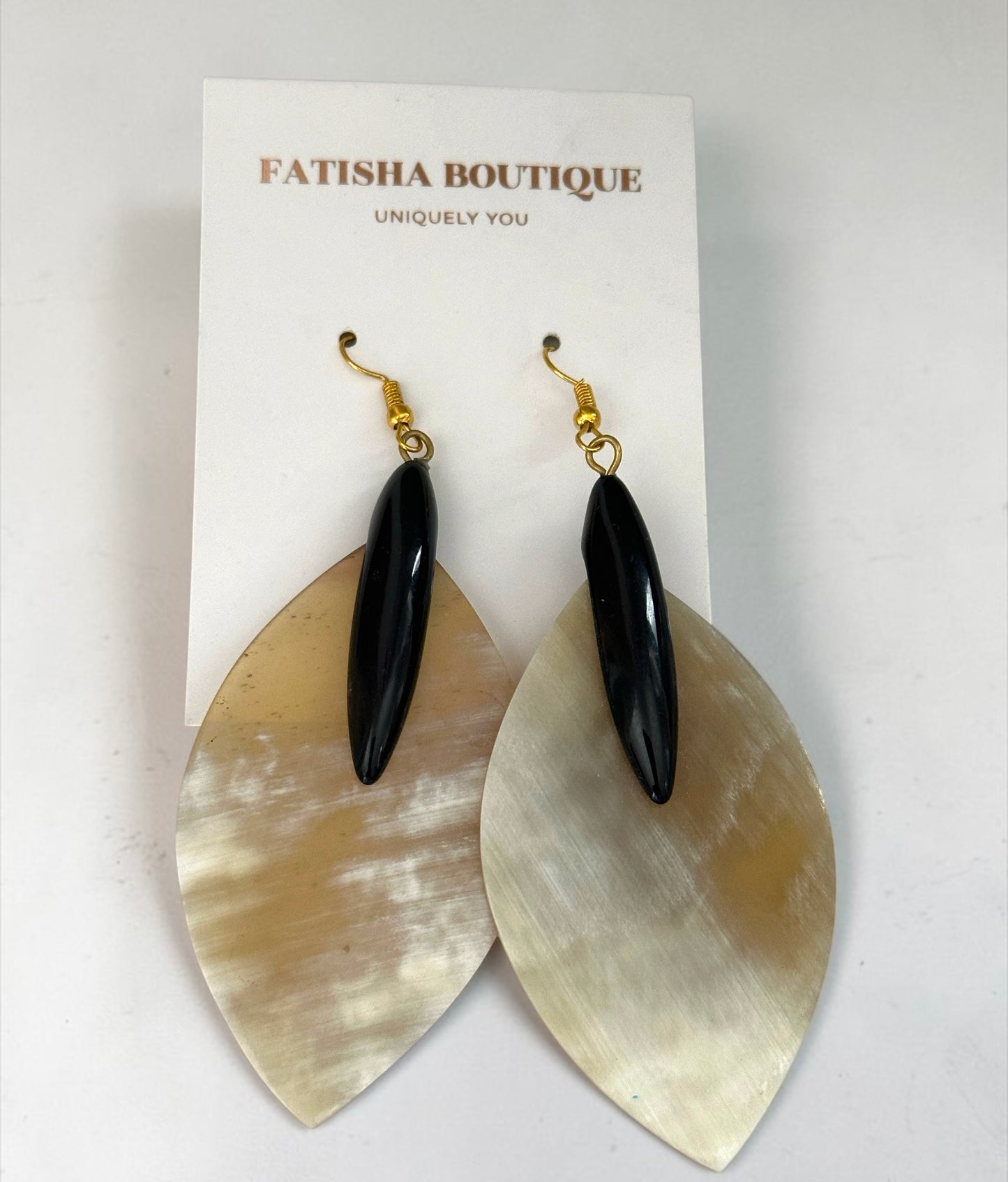 Ethnic Buffalo Horn Teardrop Statement Drop Earrings - Fatisha Boutique Fatisha Boutique