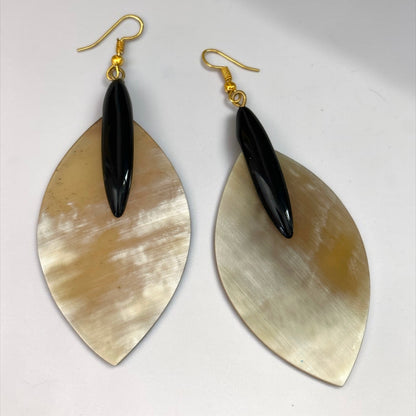 Ethnic Buffalo Horn Teardrop Statement Drop Earrings - Fatisha Boutique