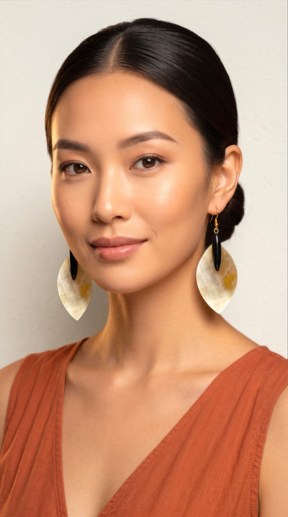 Ethnic Buffalo Horn Teardrop Statement Drop Earrings - Fatisha Boutique