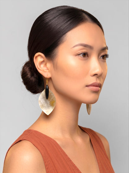 Ethnic Buffalo Horn Teardrop Statement Drop Earrings - Fatisha Boutique
