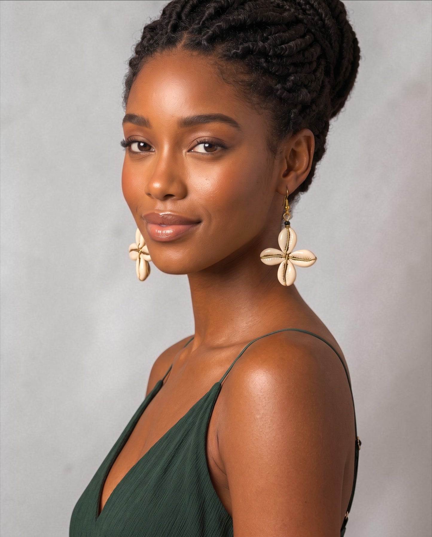 Cowrie Shell Star Earrings – African Boho Brass Statement Jewellery - Fatisha Boutique Fatisha Boutique
