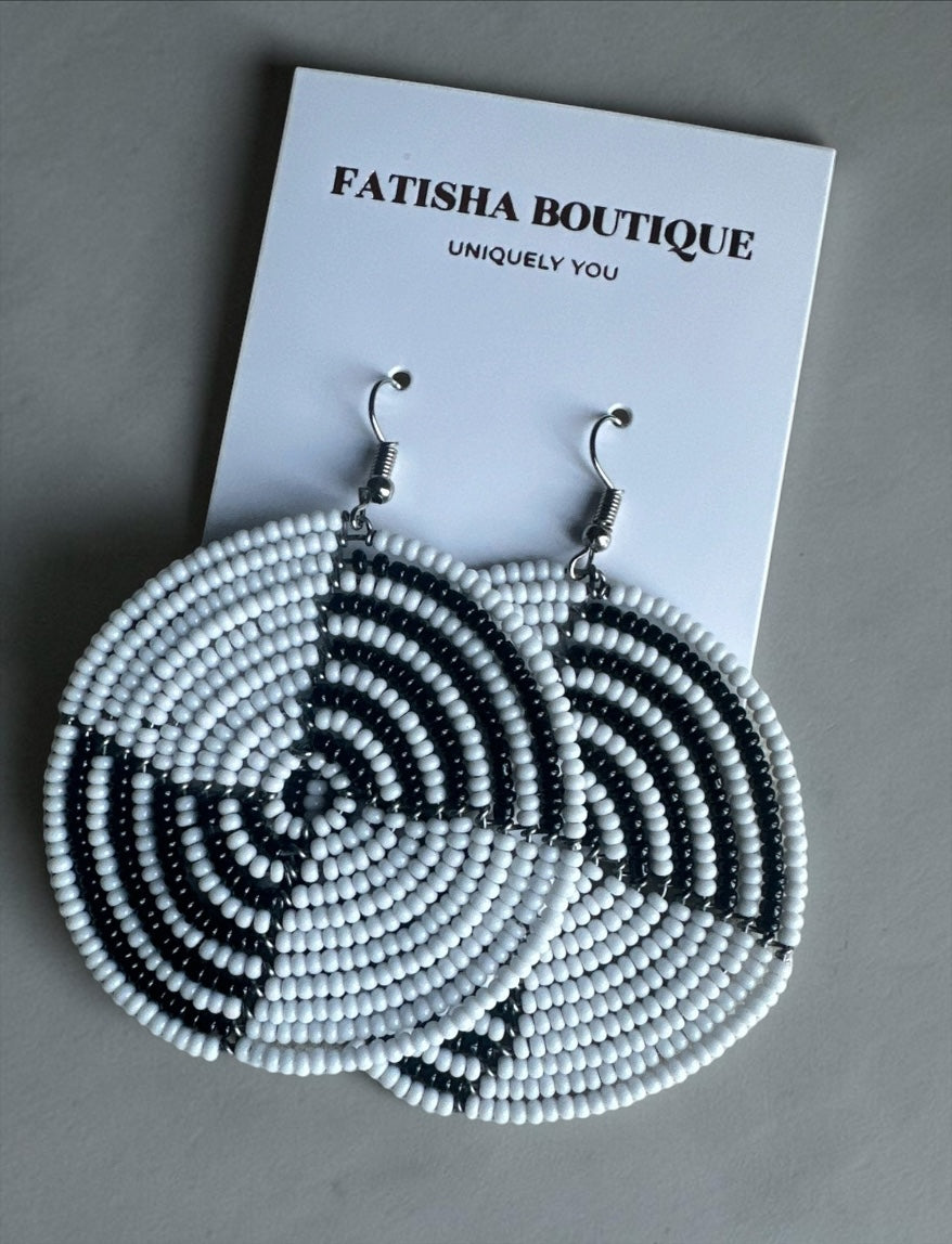 Beaded Spiral Disc Earrings – Handmade Afrocentric Statement Jewellery Fatisha Boutique