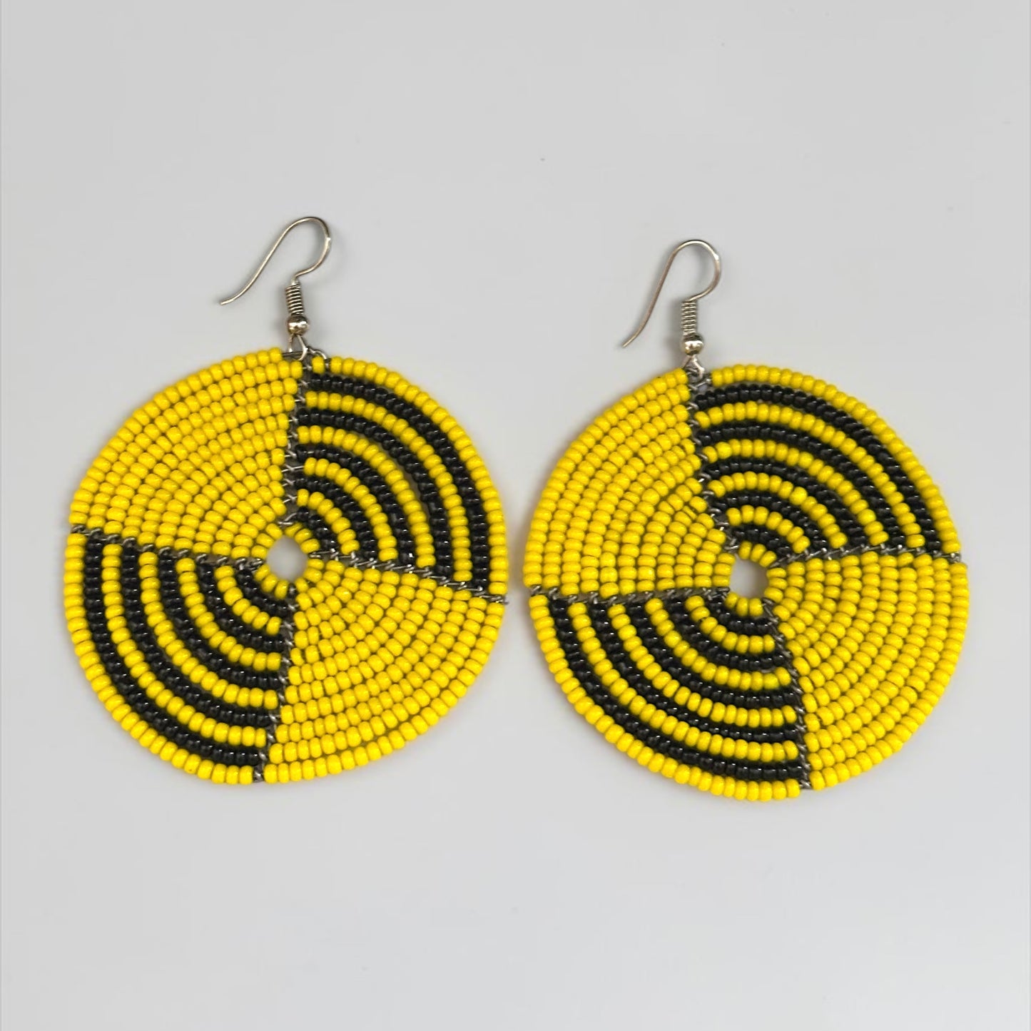 Beaded Spiral Disc Earrings – Handmade Afrocentric Statement Jewellery Fatisha Boutique