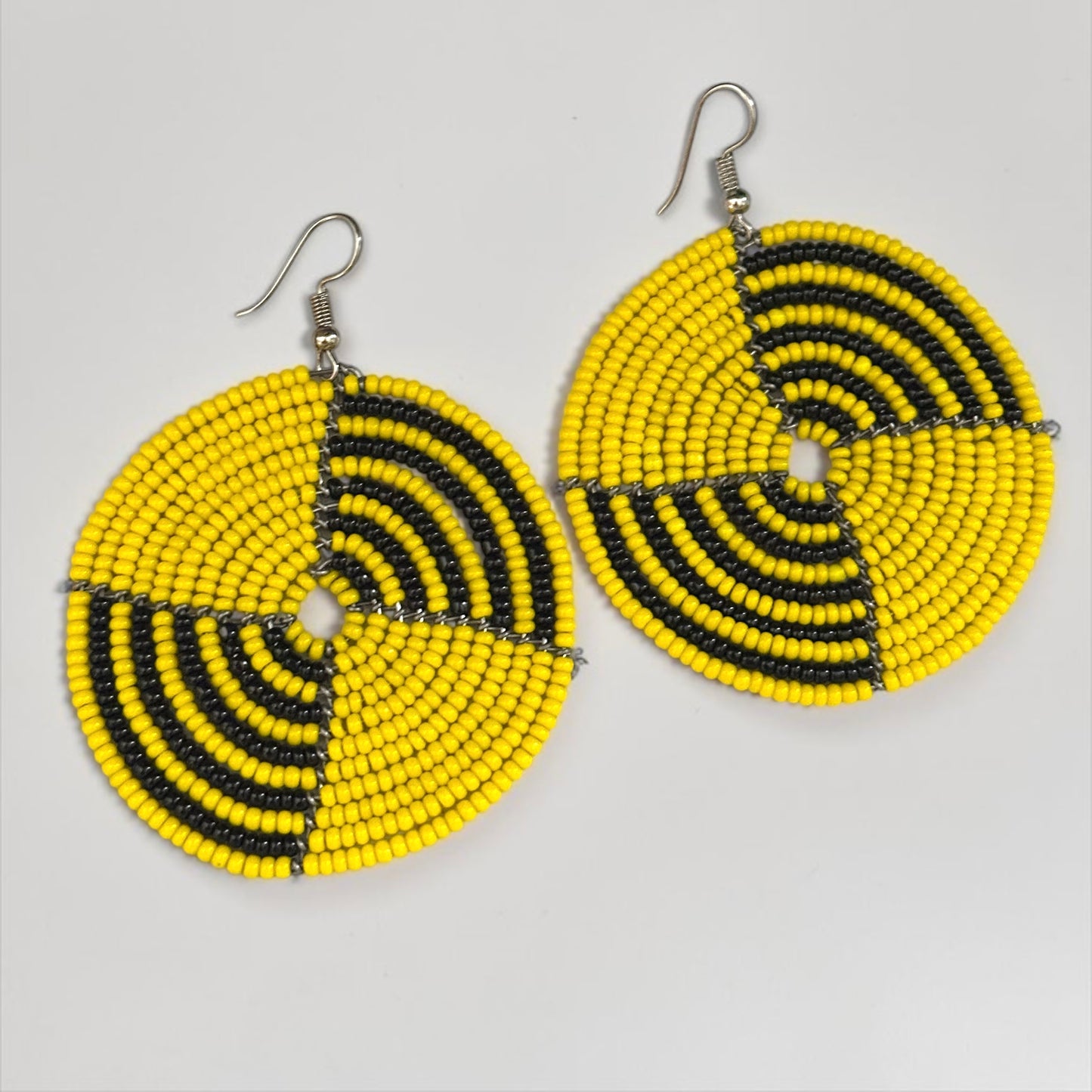 Beaded Spiral Disc Earrings – Handmade Afrocentric Statement Jewellery Fatisha Boutique