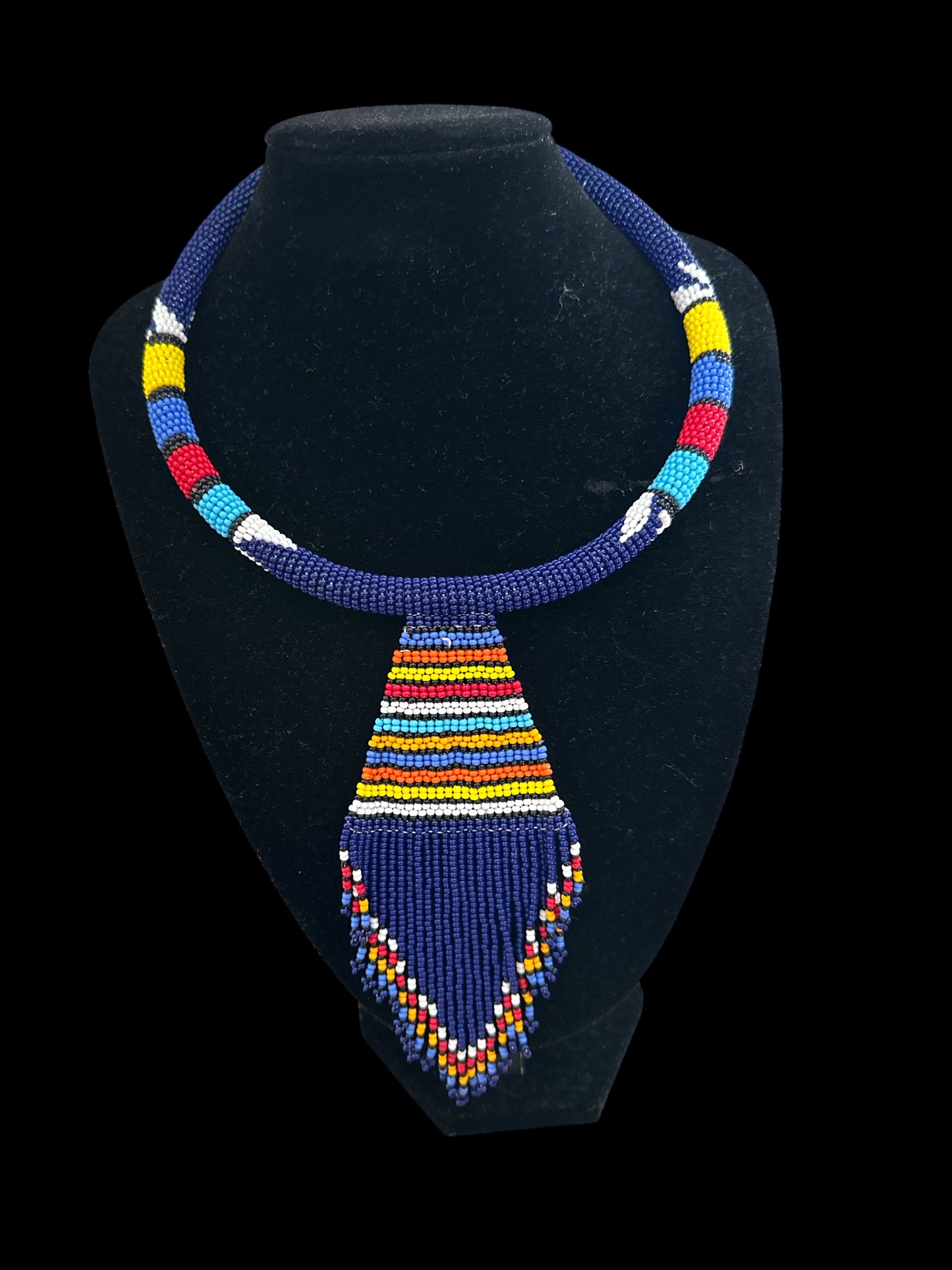 Maasai Beaded Fringe Pendant Necklace – Handmade Afrocentric Statement - Fatisha Boutique Fatisha Boutique