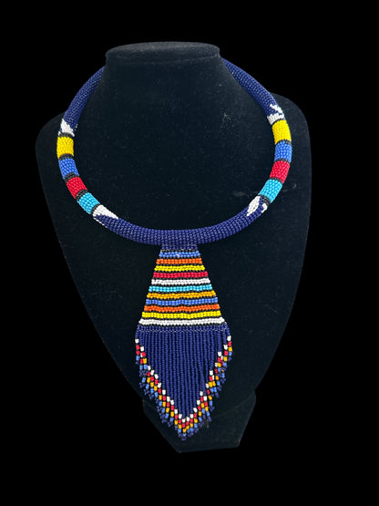 Maasai Beaded Fringe Pendant Necklace – Handmade Afrocentric Statement - Fatisha Boutique
