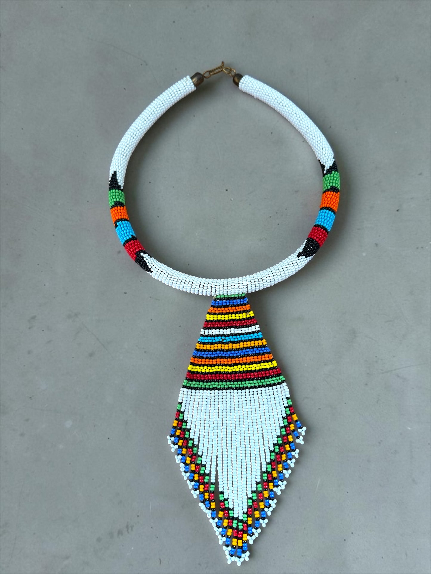 Maasai Beaded Fringe Pendant Necklace – Handmade Afrocentric Statement - Fatisha Boutique Fatisha Boutique