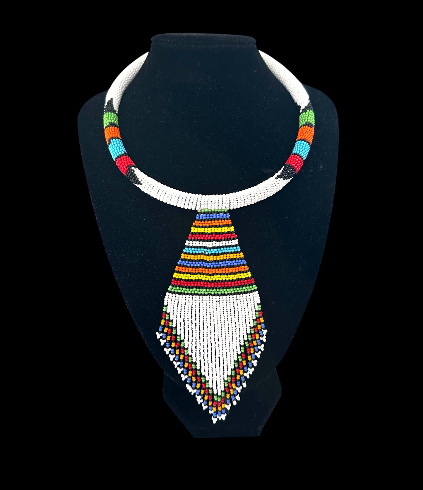 Maasai Beaded Fringe Pendant Necklace – Handmade Afrocentric Statement - Fatisha Boutique Fatisha Boutique