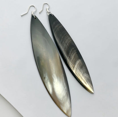 Long Buffalo Horn Drop Earrings – Handmade Natural Statement Jewellery