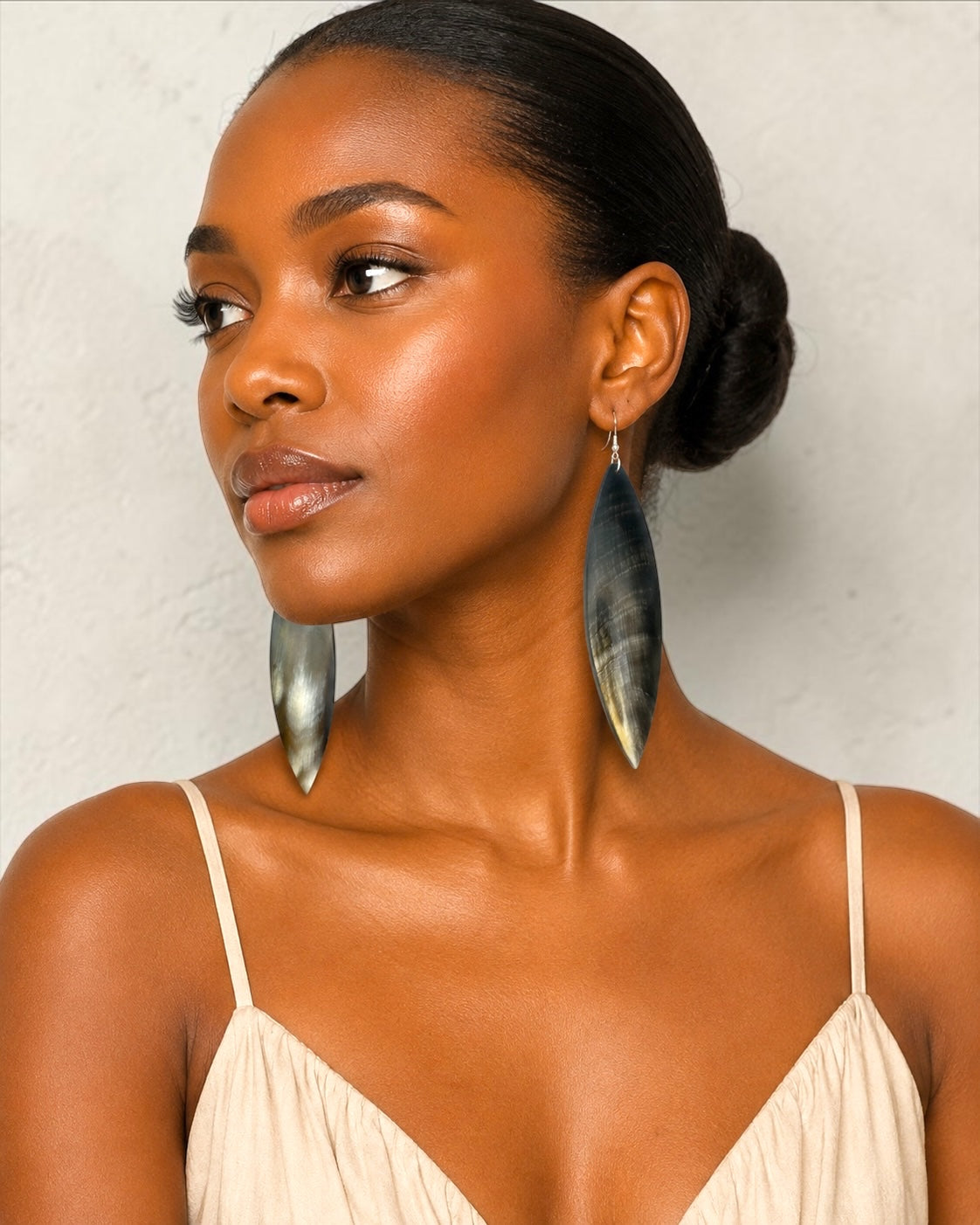 Long Buffalo Horn Drop Earrings – Handmade Natural Statement Jewellery Fatisha Boutique